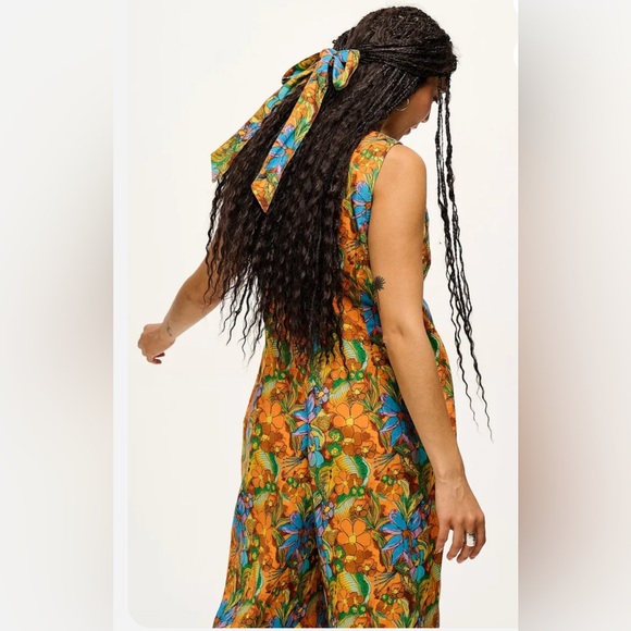 NWT LUCY & YAK Finn - V-Neck Cotton & Linen Jumpsuit Aloha Print Size UK14 US10 - Picture 3 of 16